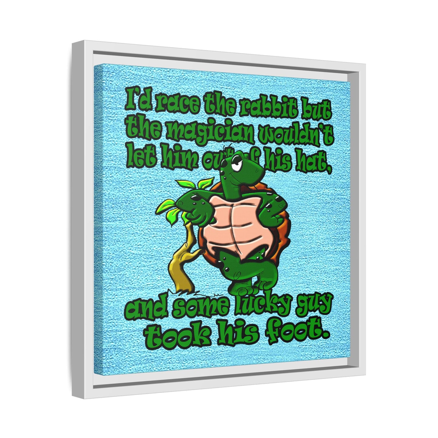 turtle race - framed canvas art (faded blue)
