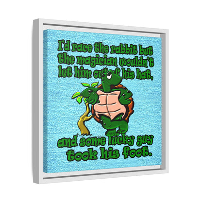 turtle race - framed canvas art (faded blue)