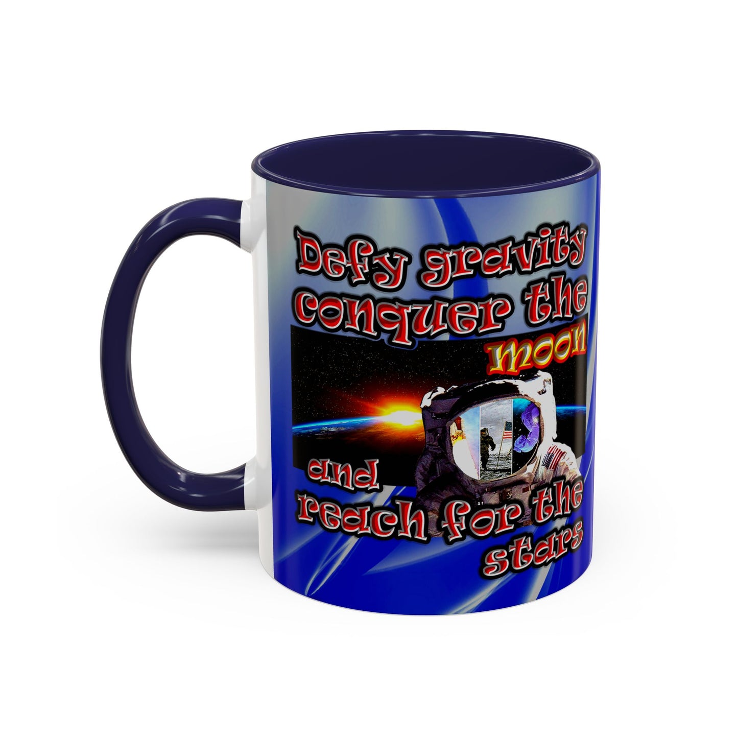 defy conquer reach - Accent Mug (blue-white wave)