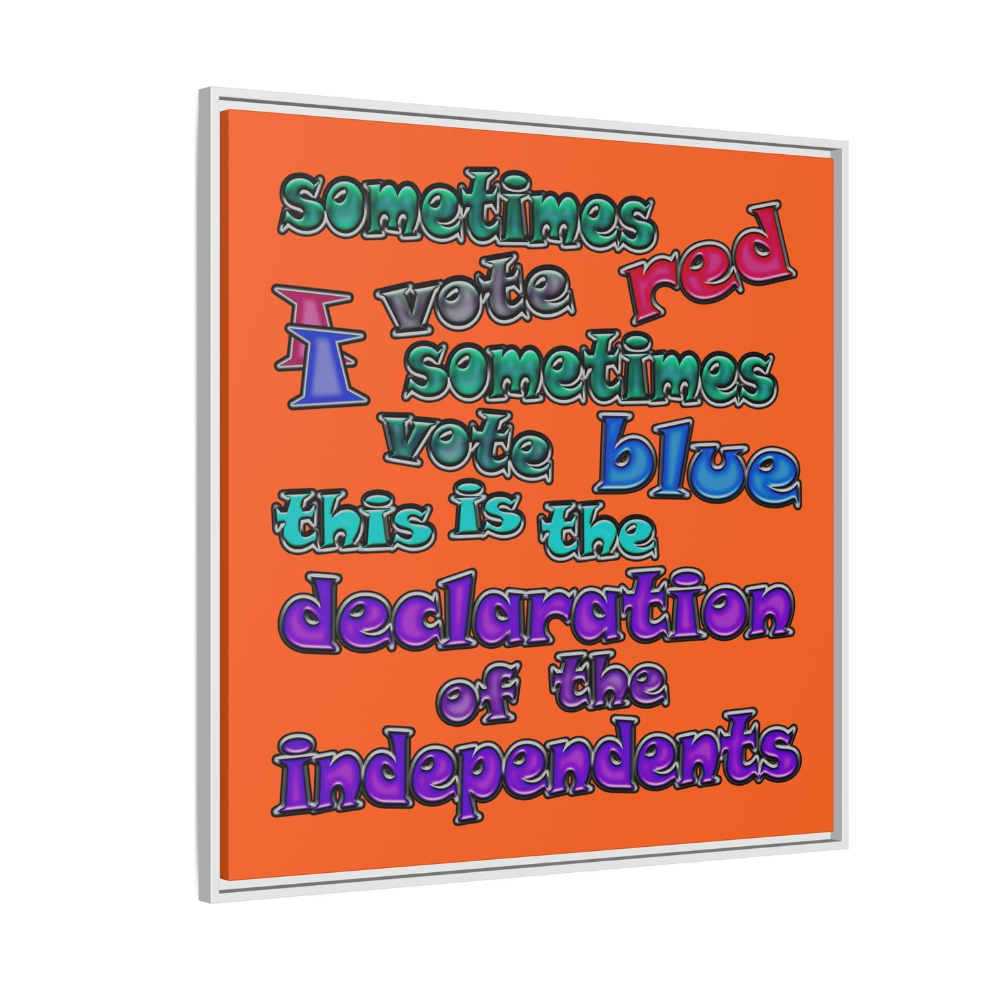 declaration of the independents - framed canvas art (orange)
