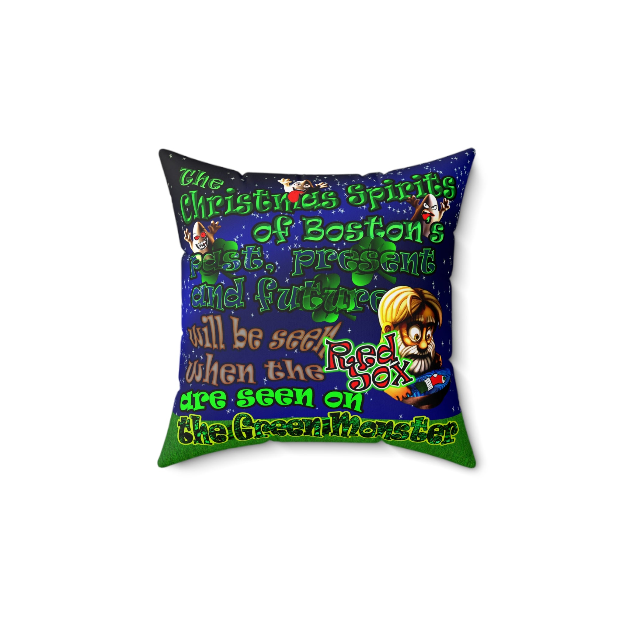 christmas spirits of boston - Spun Polyester Square Pillow - ('snoops' background)