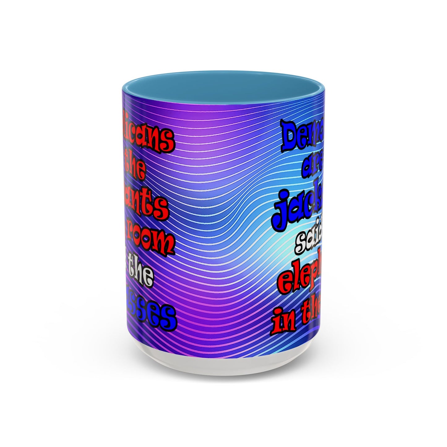 donkeys and elephants - Accent Mug (purple wave)