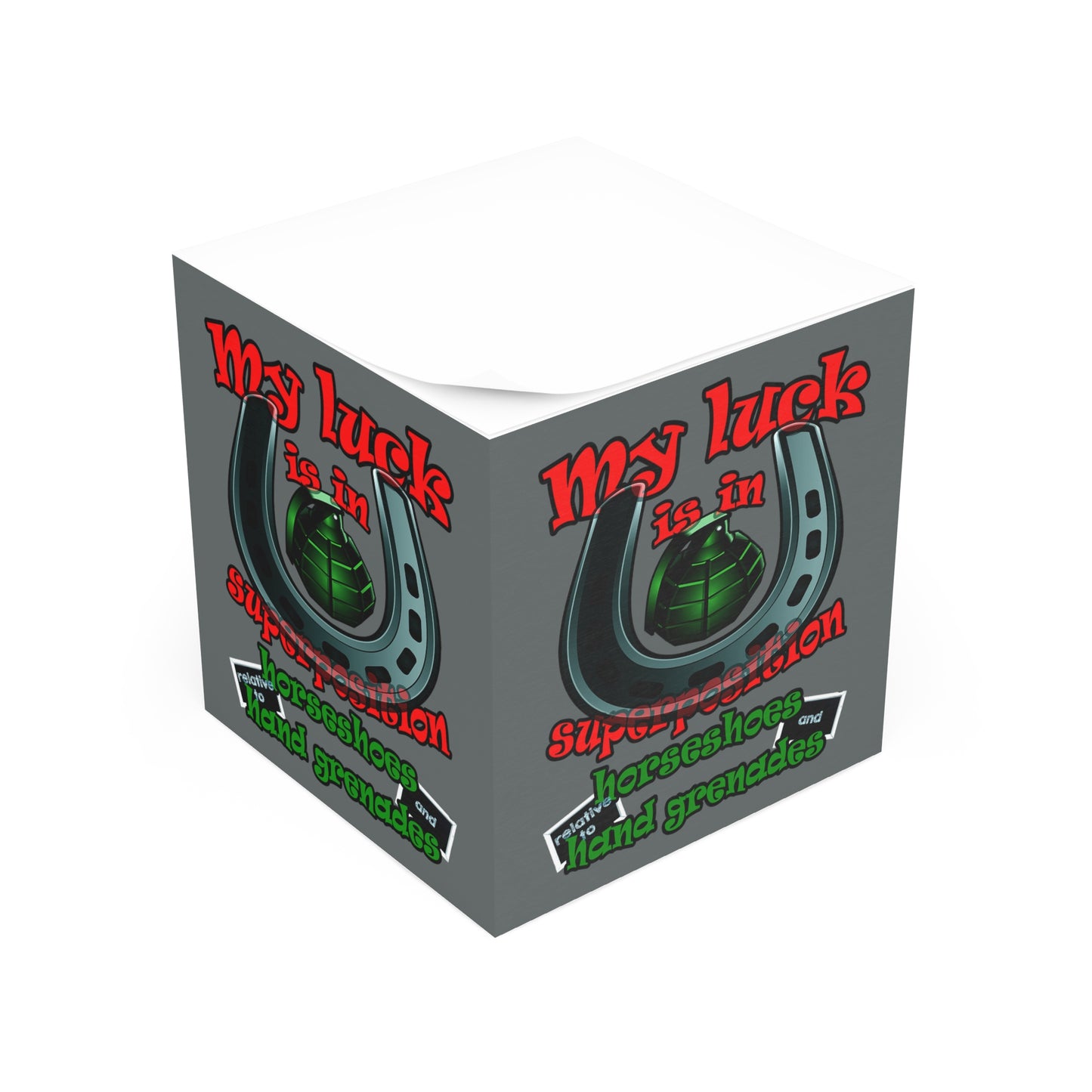 my luck - note cube (dark grey)