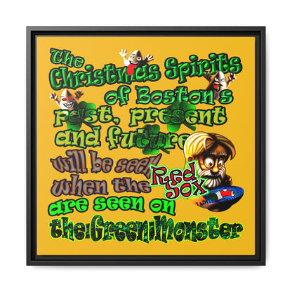 christmas spirits of boston - framed canvas art (yellow)