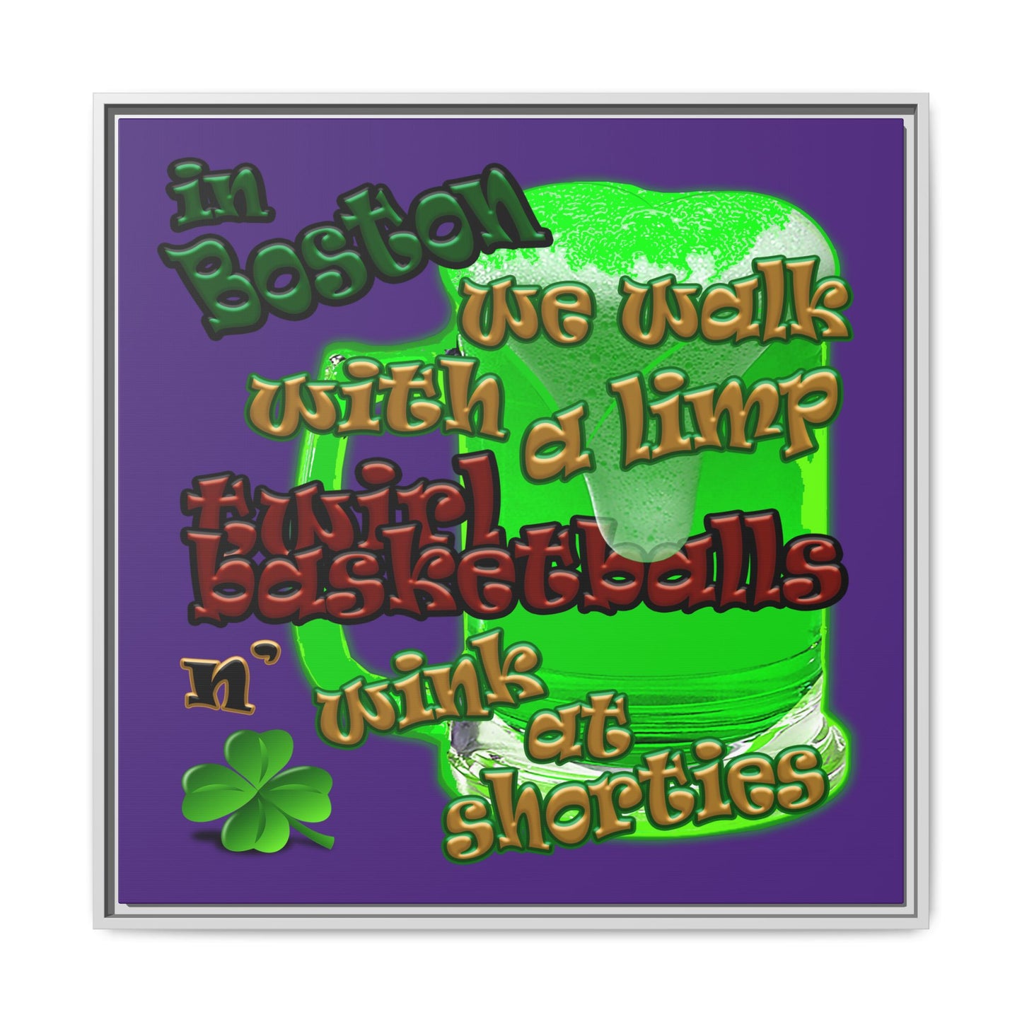 celtics logo - framed canvas art (purple)