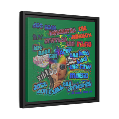 drop the beat - framed canvas art (dark green)