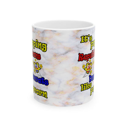 popping like popcorn - White Mug (white marble)