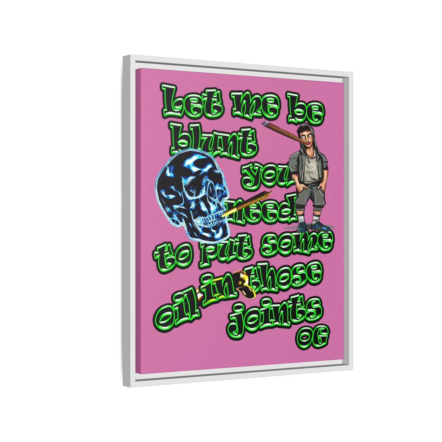 og - framed canvas art (light pink)
