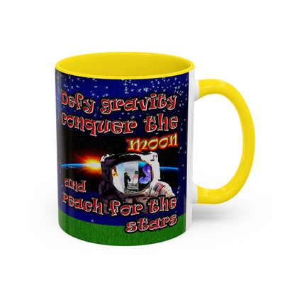 defy conquer reach - Accent Mug ('snoops' background)