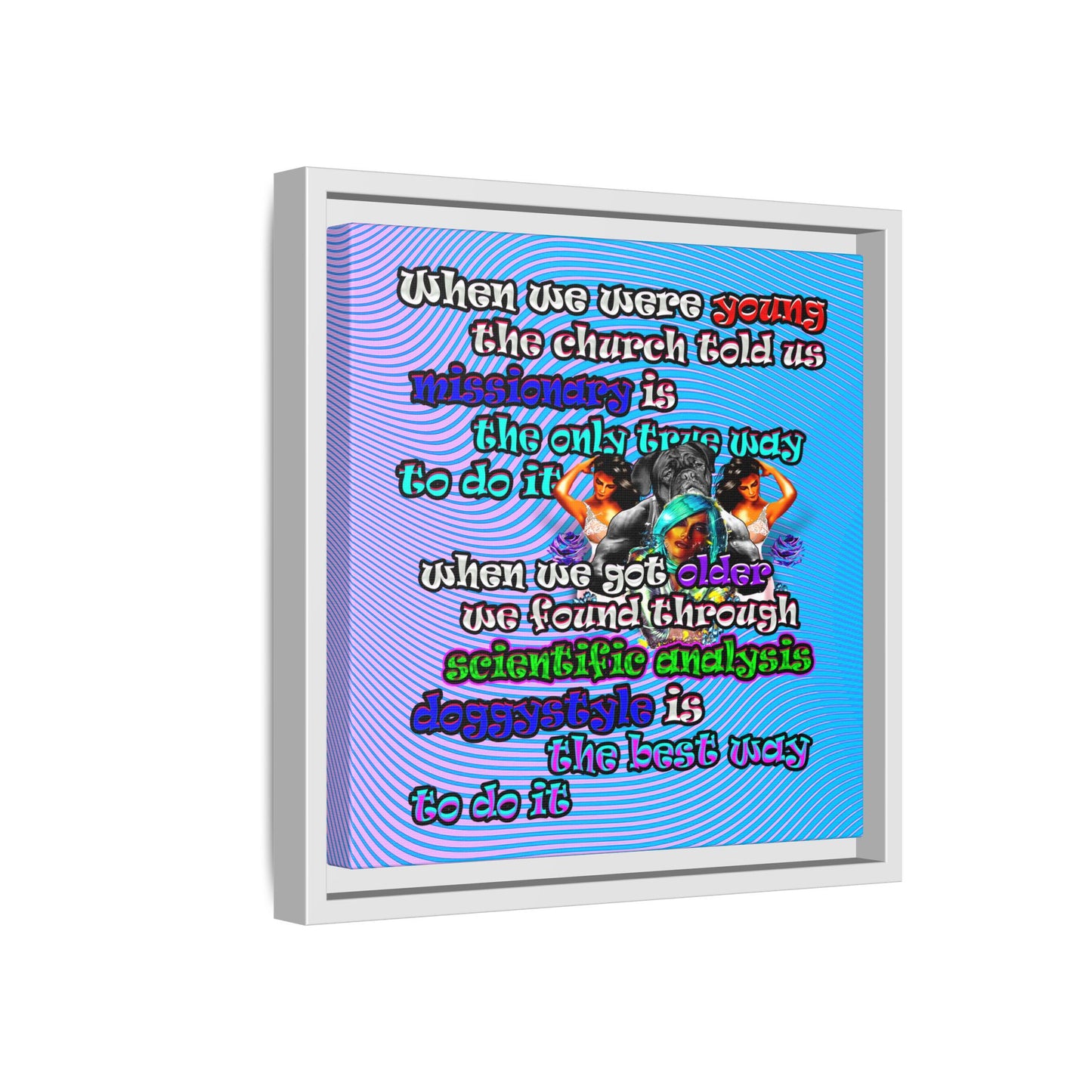 doggystyle - framed canvas art (light blue-purple wave)