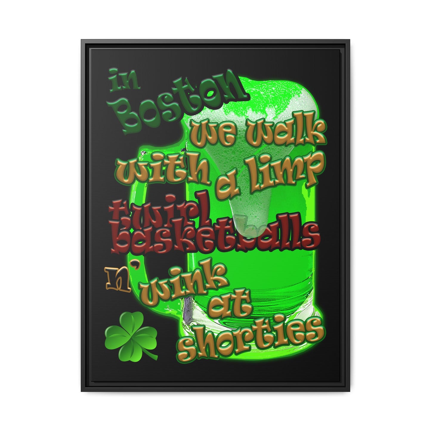 celtics logo - framed canvas art (black)