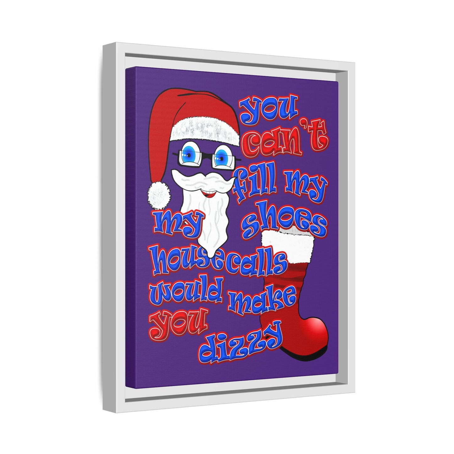 santa's shoes - framed canvas art (purple)