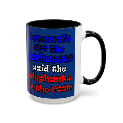 donkeys and elephants - Accent Mug (dark blue)