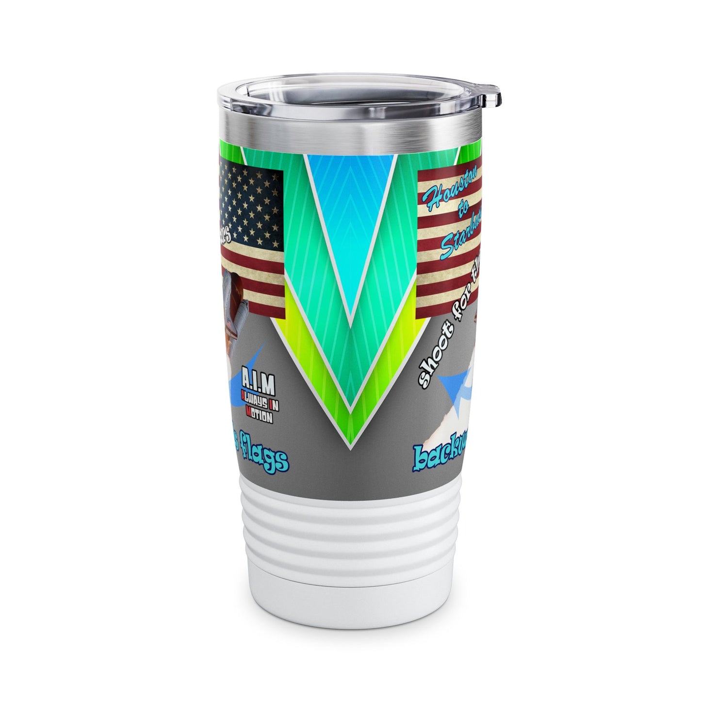shoot for the stars - Ringneck Tumbler, 20oz (rainbow split)