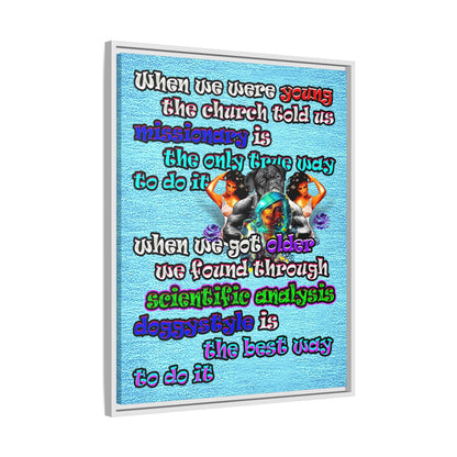 doggystyle - framed canvas art (faded blue)