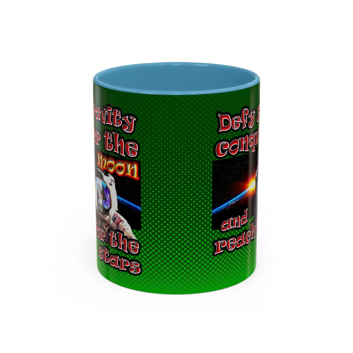 defy conquer reach - Accent Mug (logo green)