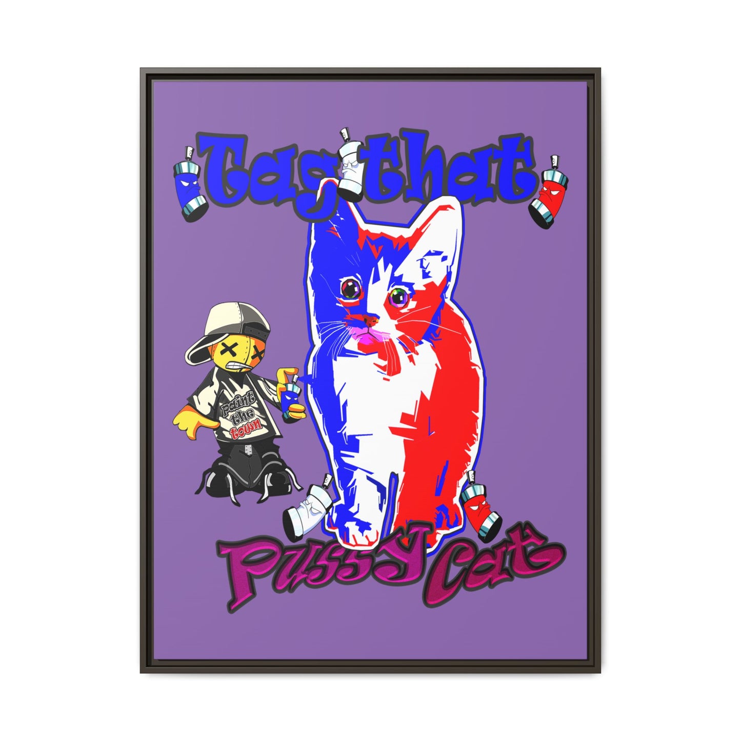 tag that - framed canvas art (light purple)