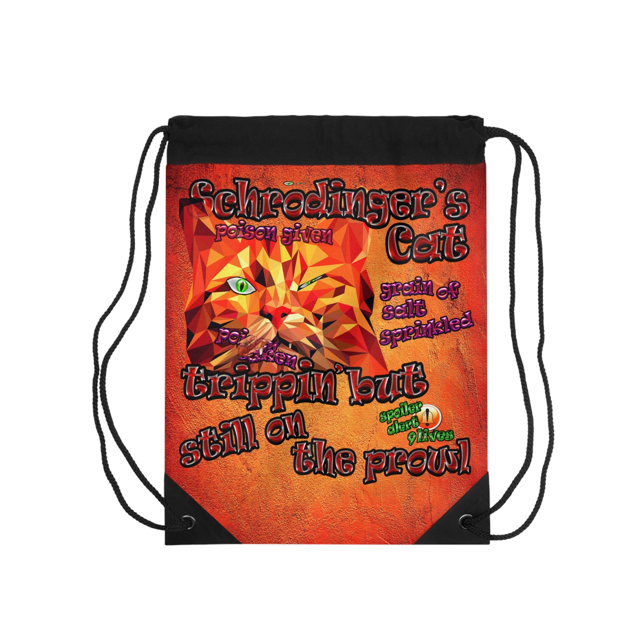 schrodinger's cat - Drawstring Bag (burnt orange)