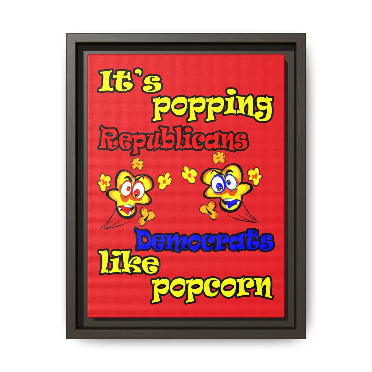 popping like popcorn - framed canvas art (red)