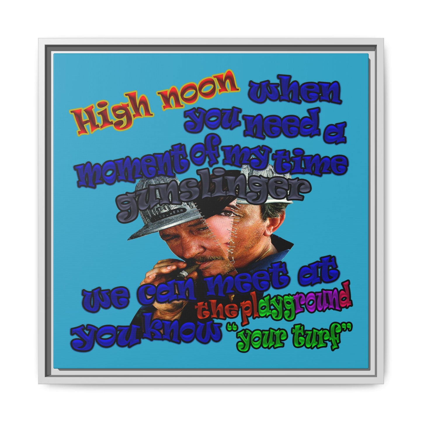 high noon - framed canvas art (turquoise)