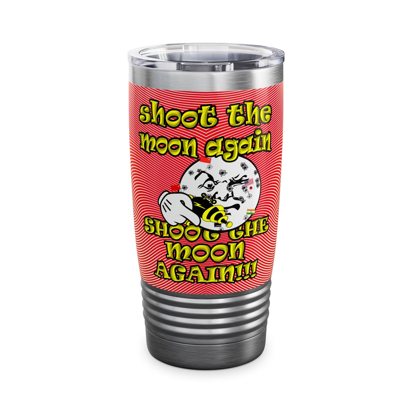shoot the moon again - Ringneck Tumbler, 20oz (yellow-orange wave)