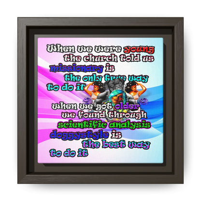 doggystyle - framed canvas art (light blue-pink wave)