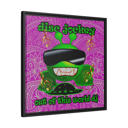 disc jockey - framed canvas art (pink swirl)