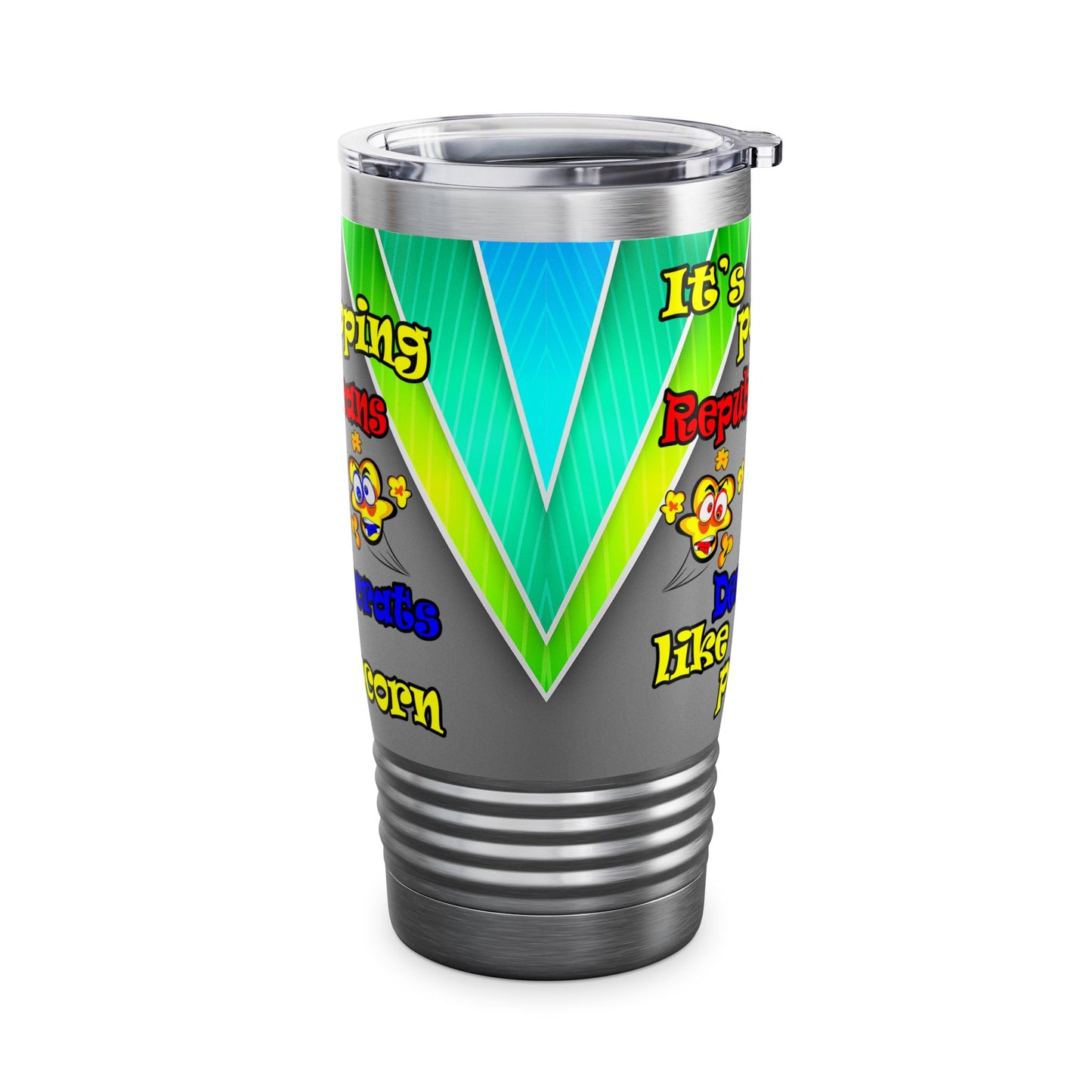 popping like popcorn - Ringneck Tumbler, 20oz (rainbow split)