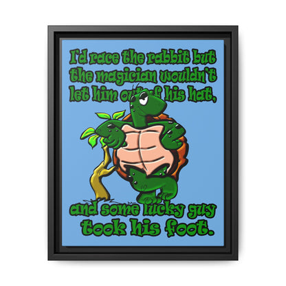 turtle race - framed canvas art (light blue)