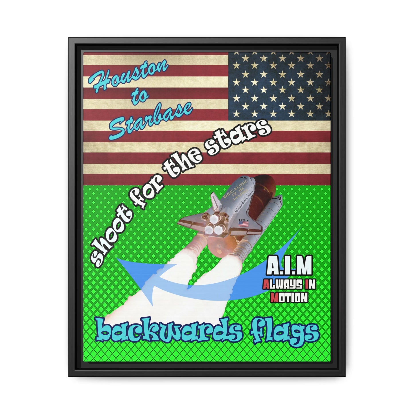 shoot for the stars - framed canvas art (logo green)