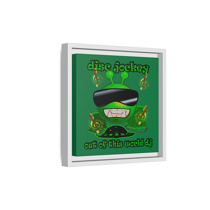 disc jockey - framed canvas art (dark green)