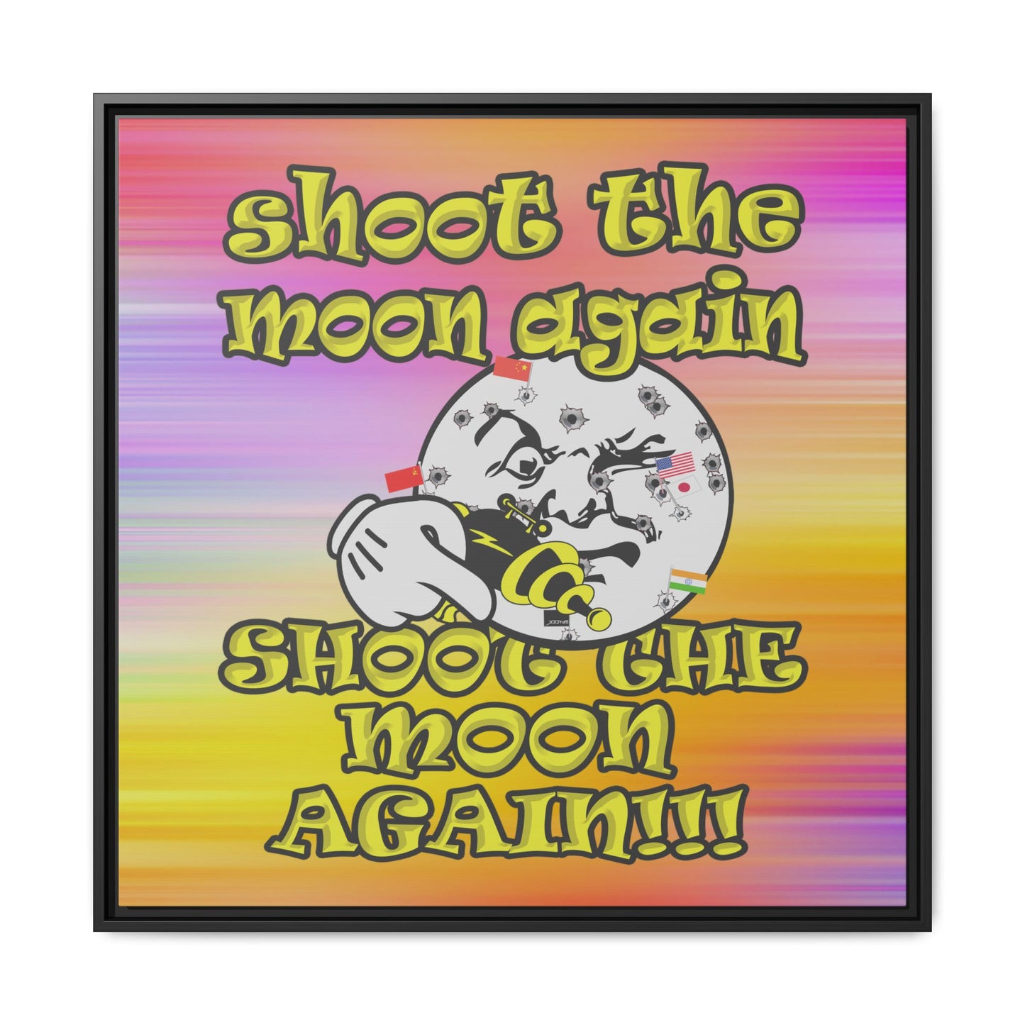 shoot the moon again - framed canvas art (color blur)