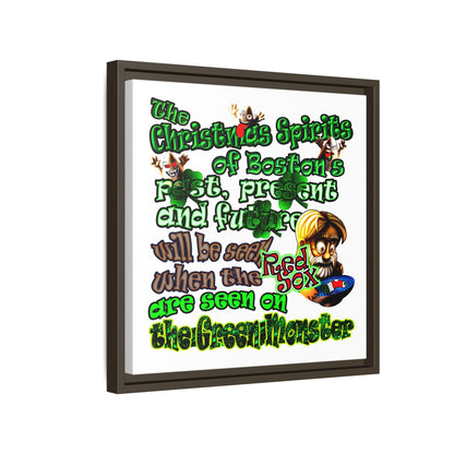 christmas spirits of boston - framed canvas art (white)