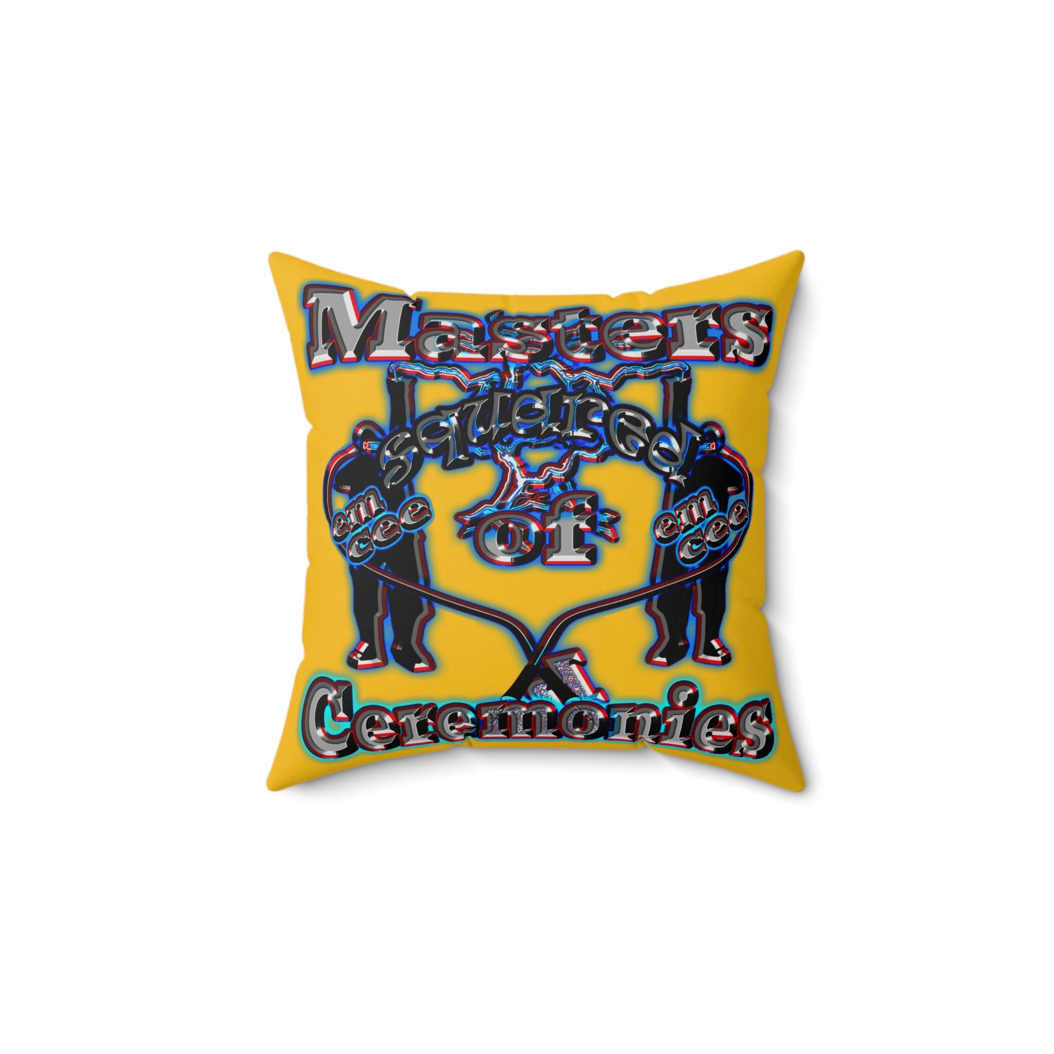 em cee squared - Spun Polyester Square Pillow - (yellow)