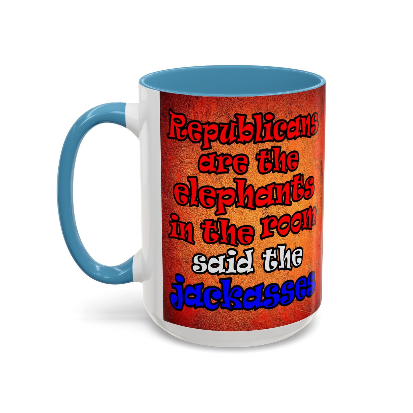 donkeys and elephants - Accent Mug (burnt orange)