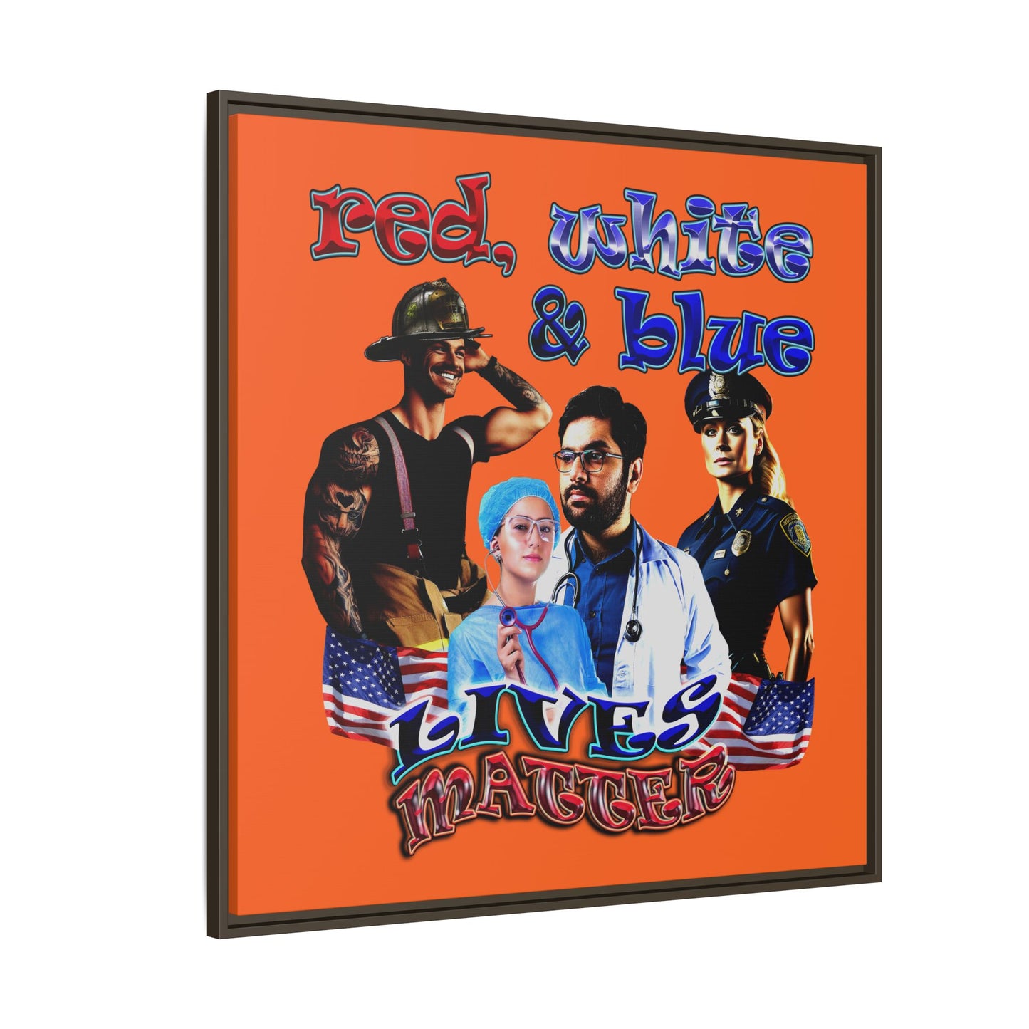 rw&b lives matter - framed canvas art (orange)