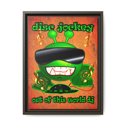 disc jockey - framed canvas art (burnt orange)