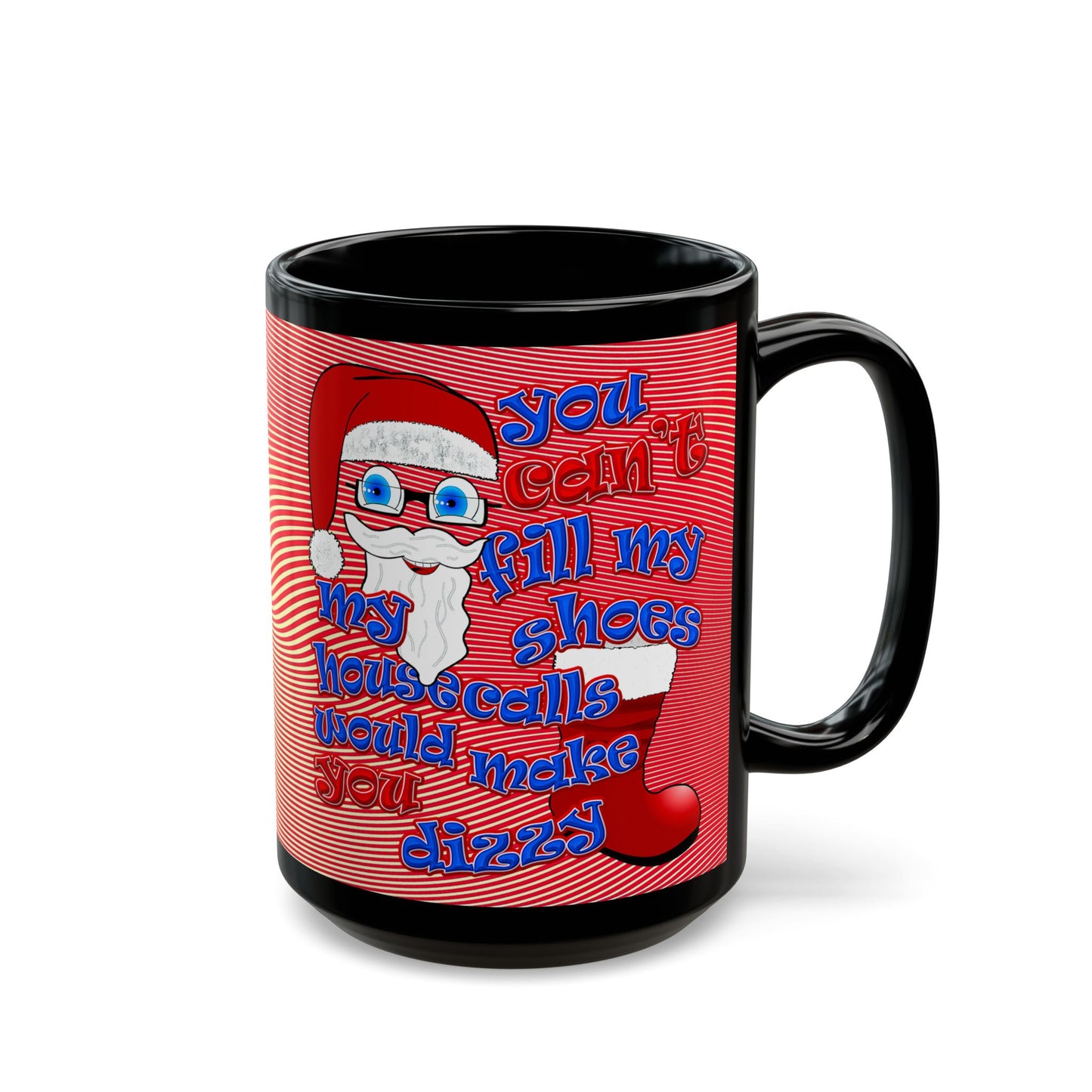 santa's shoes - Black Mug (yellow-orange wave)