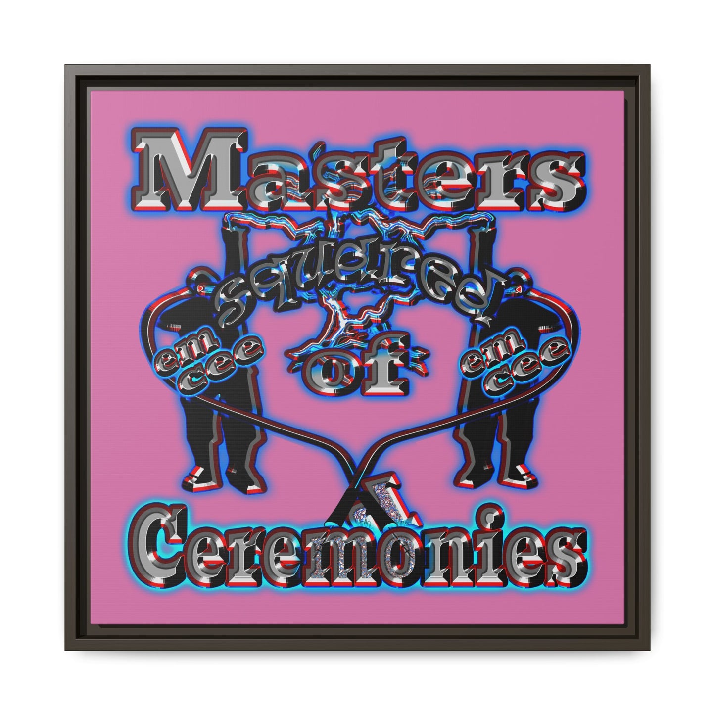 em cee squared - framed canvas art (light pink)