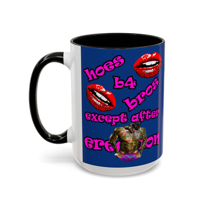 hoes b4 bros - Accent Mug (dark blue)