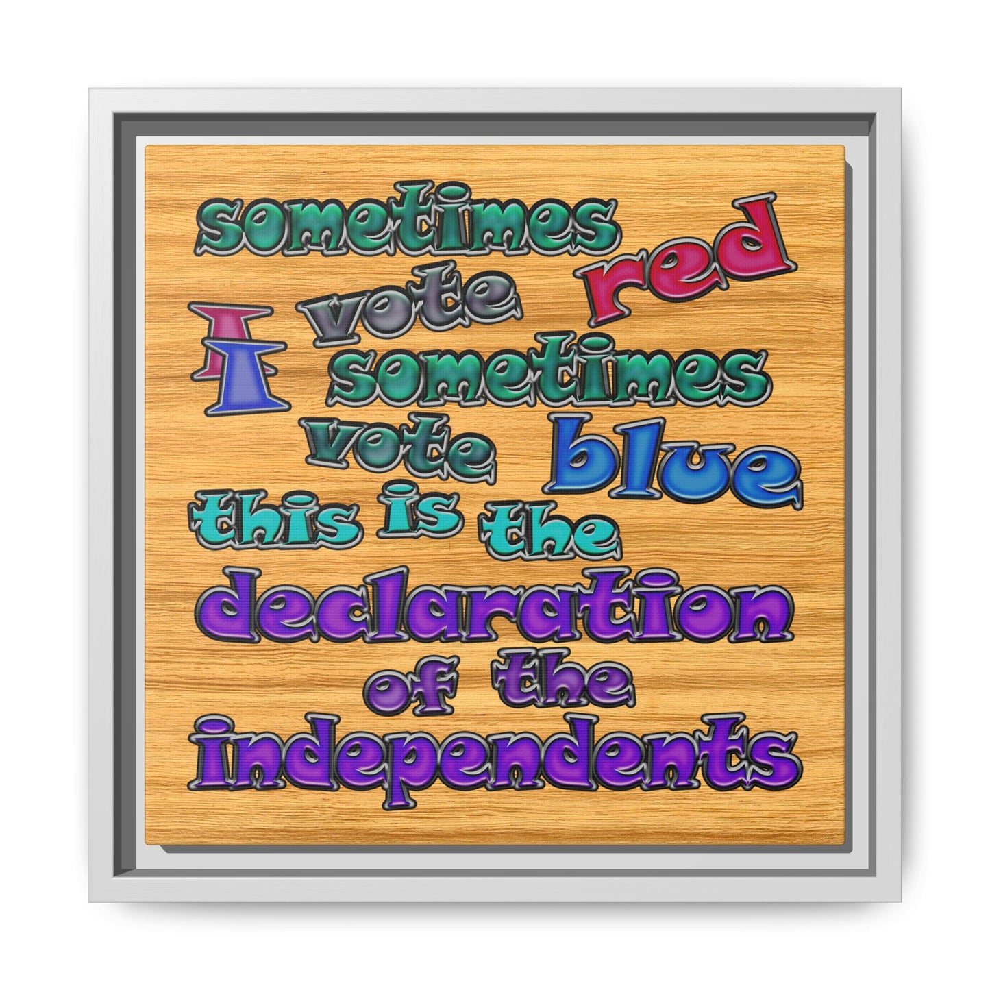 declaration of the independents - framed canvas art (butterscotch wood finish)