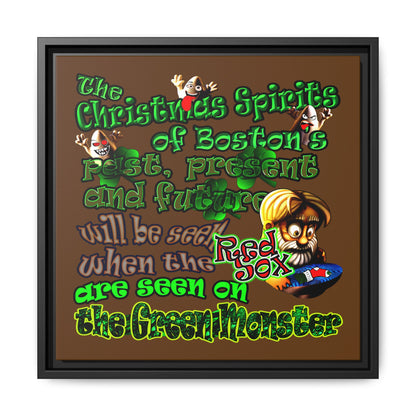 christmas spirits of boston - framed canvas art (brown)