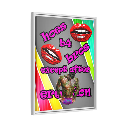 hoes b4 bros - framed canvas art (rainbow split)