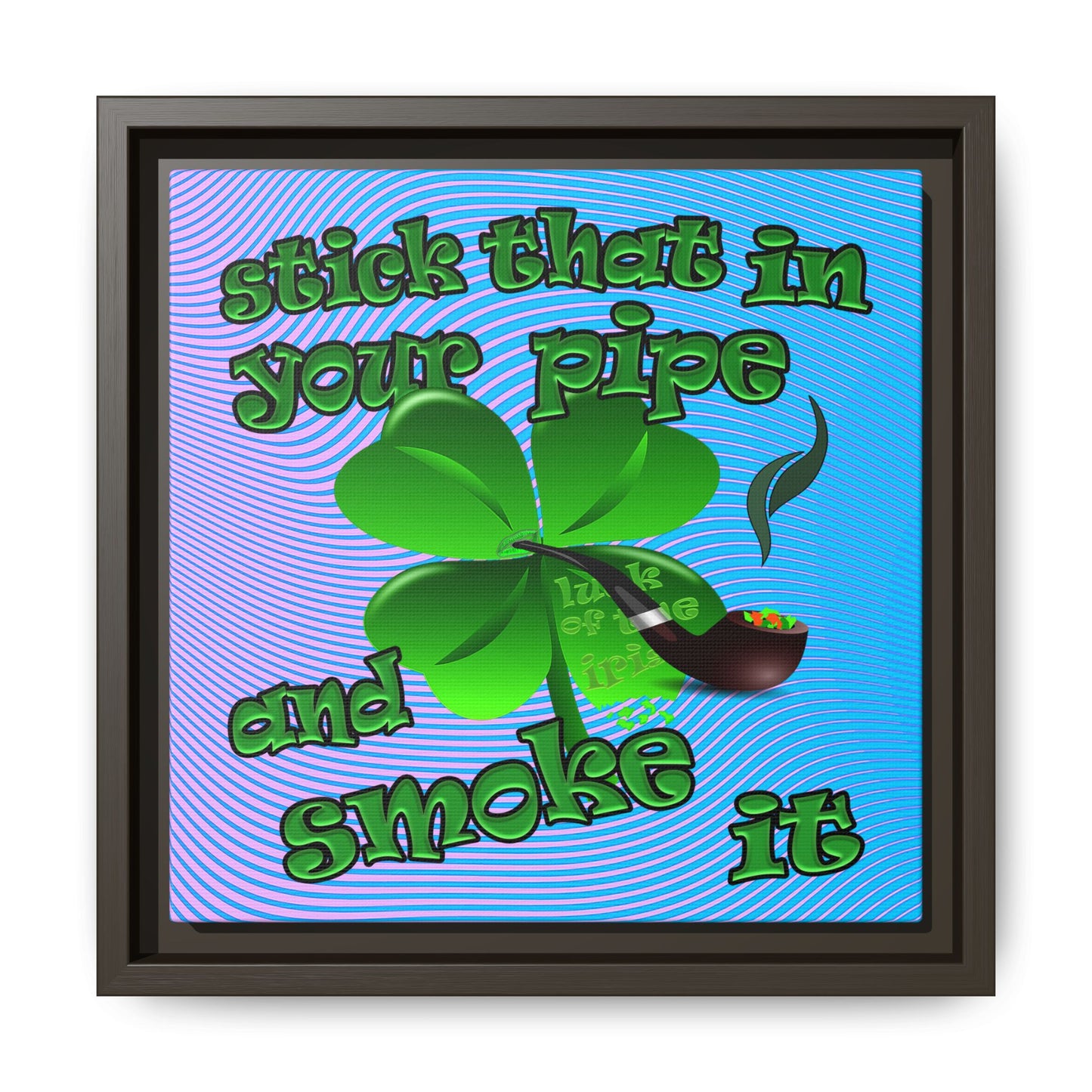 stick that in your pipe and smoke it - framed canvas art (light blue-purple wave)