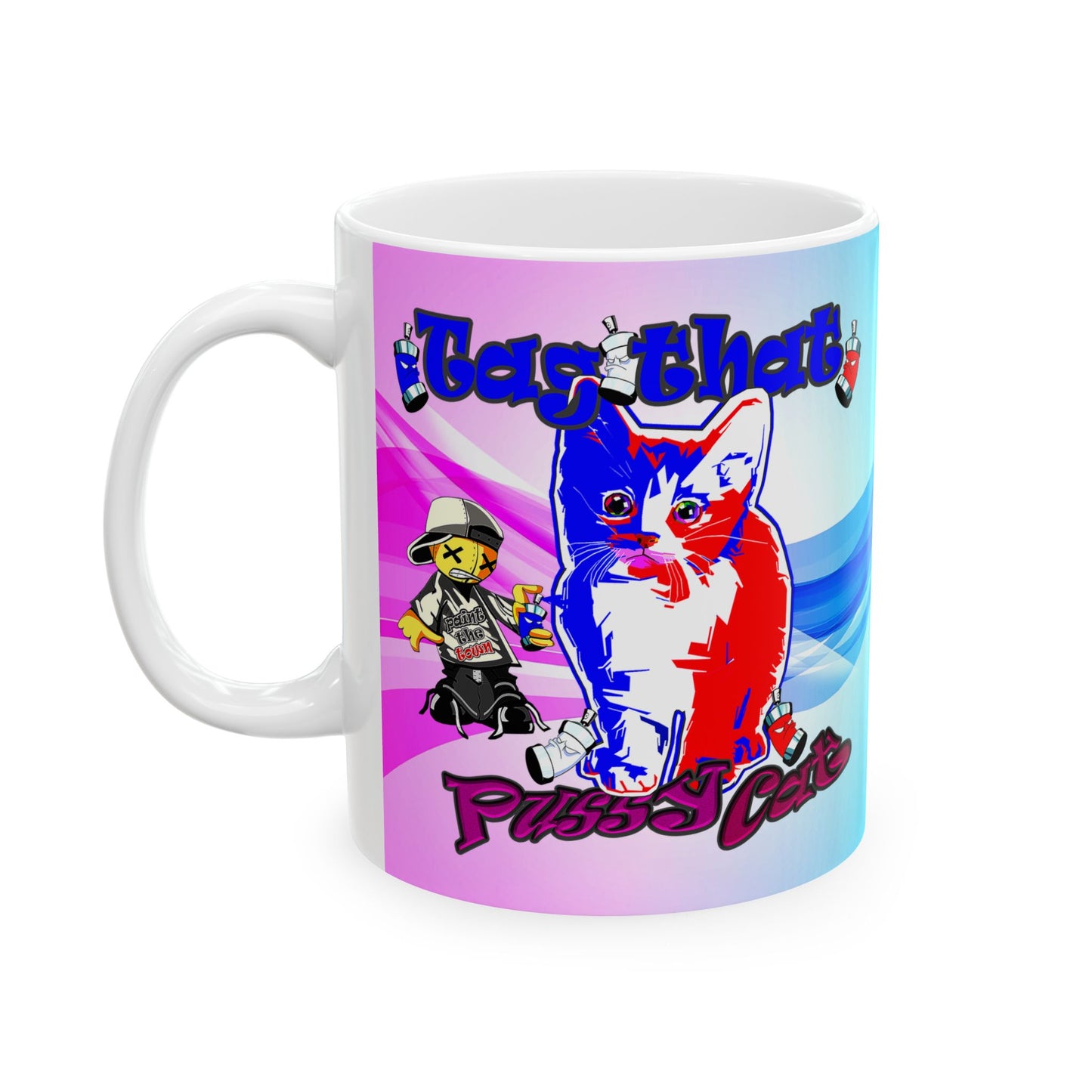 tag that - White Mug (light blue-pink wave)