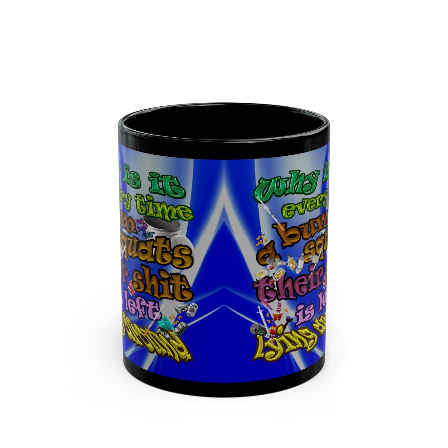 the bum's shit - Black Mug (blue-white wave)