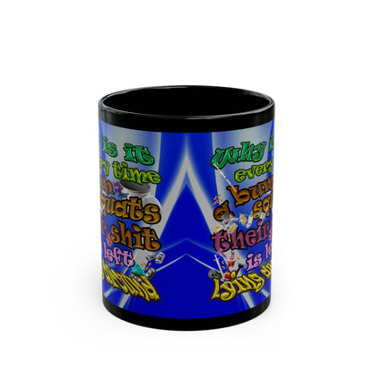 the bum's shit - Black Mug (blue-white wave)