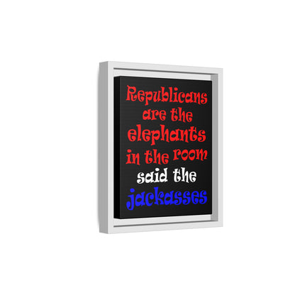 donkeys and elephants - framed canvas art (black)