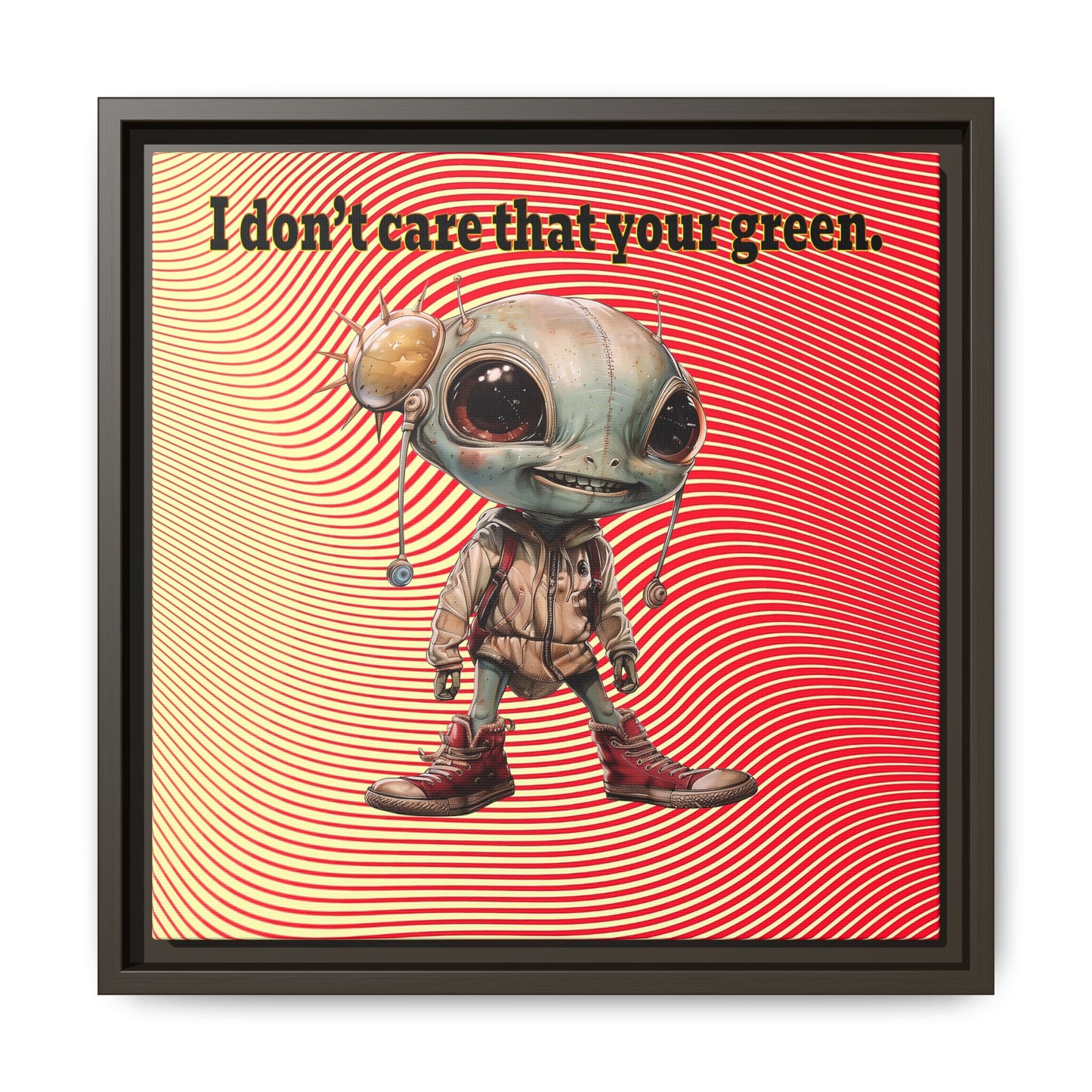 I don't care that your green - framed canvas art (yellow-orange wave)