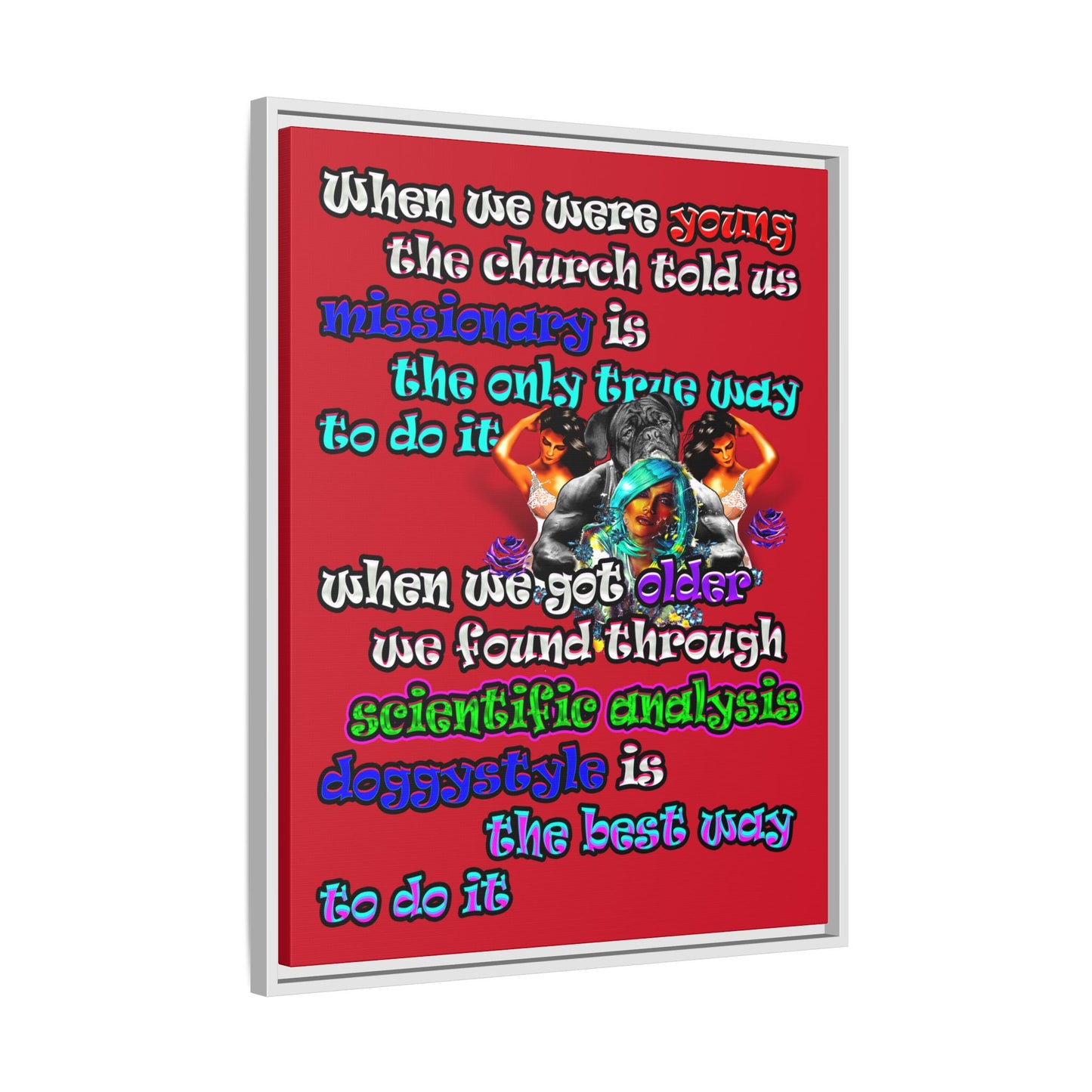 doggystyle - framed canvas art (dark red)